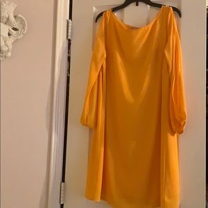 Yellow cold shoulder dress